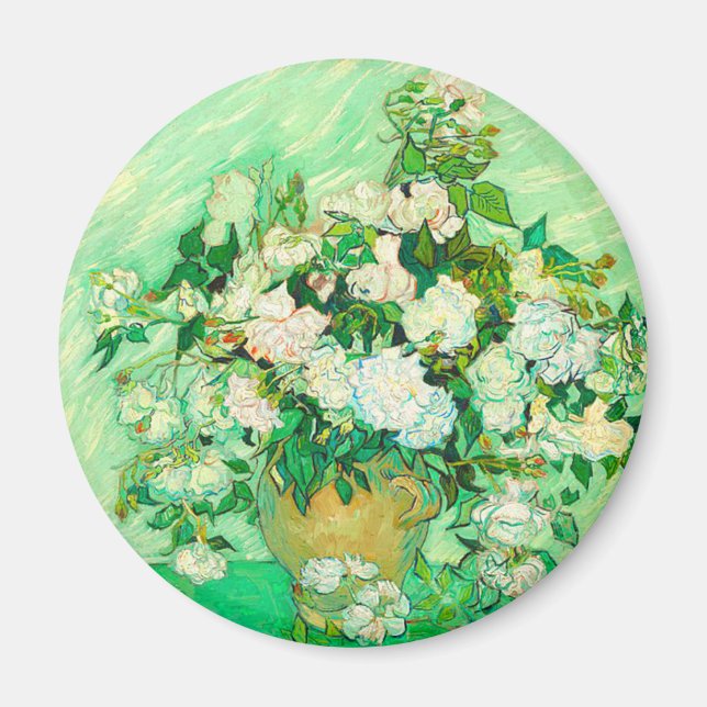 Van Gogh White Roses Magnet (Vorne)