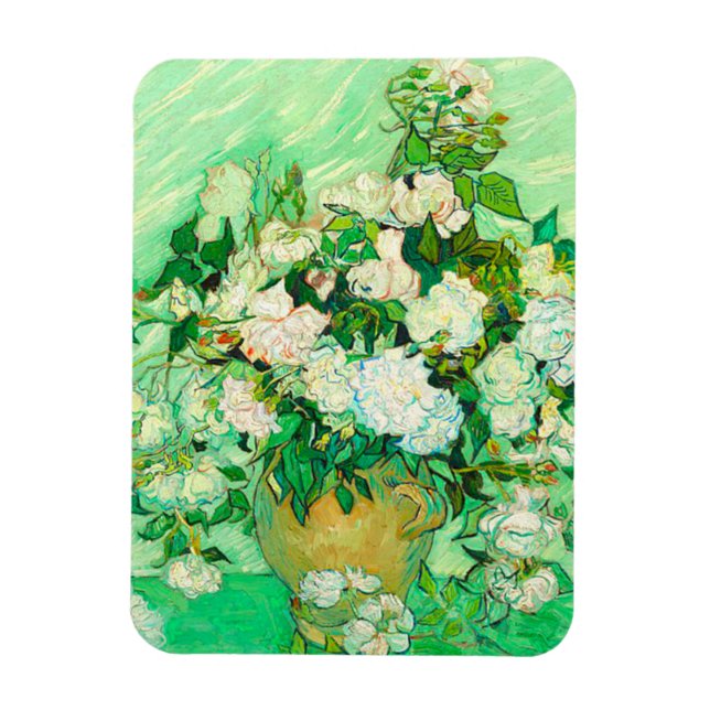 Van Gogh White Roses Magnet (Vertikal)