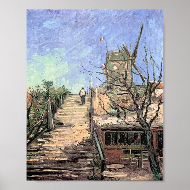 Van Gogh Windmühle auf Montmartre Poster (Vorne)