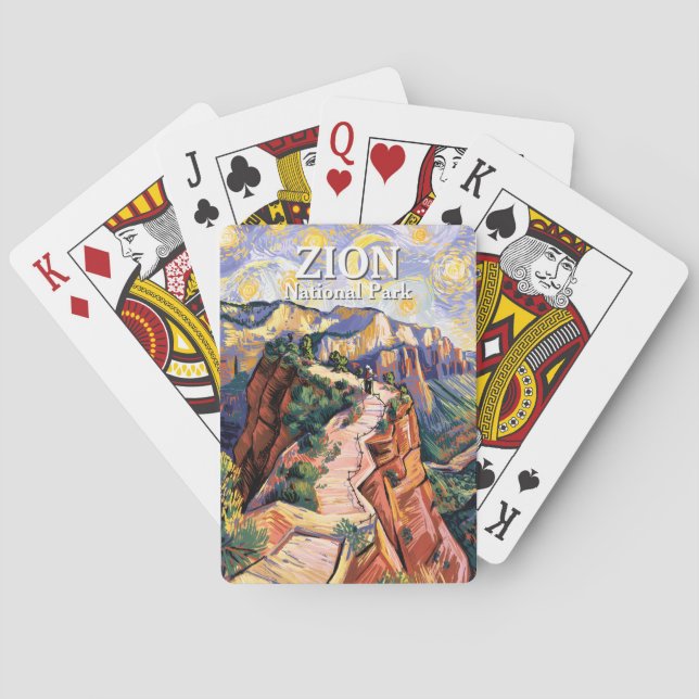 Van Gogh Zion Angels Landing Hiking Trail Custom Spielkarten (Rückseite)