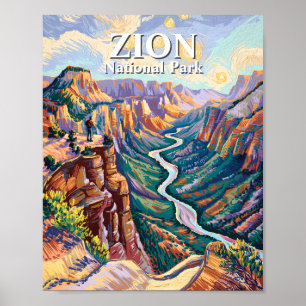 Van Gogh Zion National Park Canyon Fluss Wandern Poster