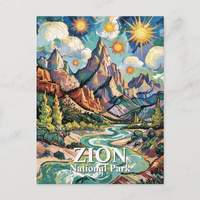 Van Gogh Zion Virgin River Patriarchs Custom Postkarte (Vorderseite)