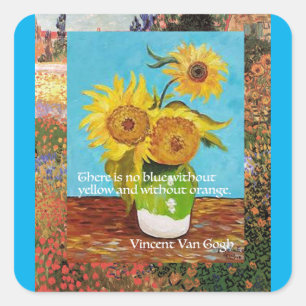 Van Gogh zitiert, es gibt kein Blau ohne, Quadratischer Aufkleber