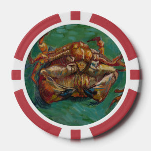 Van Gogh Zwei Krabben Grüne Impressionistische Kun Pokerchips