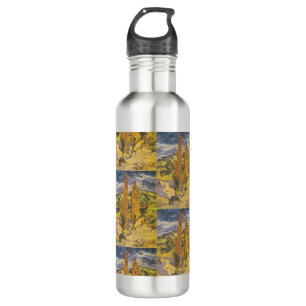 Van Gogh Zwei Pappeln - Lebendige Gelbe Naturkunst Edelstahlflasche