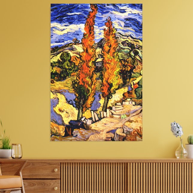 Van Gogh - Zwei Poplars auf einem Hügel Leinwanddruck (Insitu (Wohnzimmer))