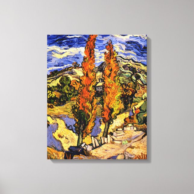 Van Gogh - Zwei Poplars auf einem Hügel Leinwanddruck (Vorderseite)