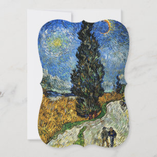 Van Gogh - Zypressen vor einem Sternenhimmel Karte