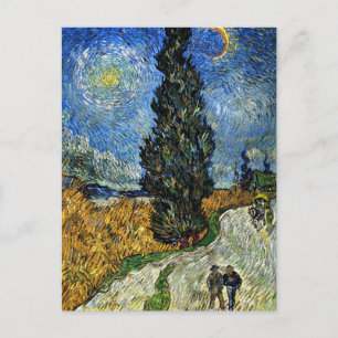 Van Gogh - Zypressen vor einem Sternenhimmel Postkarte