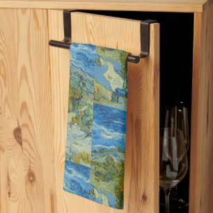 Van Gogh Zypressen - Wirbelnder blauer Himmel Kuns Geschirrtuch