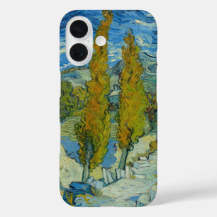 Van Gogh Zypressen - Wirbelnder blauer Himmel Kuns iPhone 16 Hülle