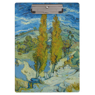 Van Gogh Zypressen - Wirbelnder blauer Himmel Kuns Klemmbrett
