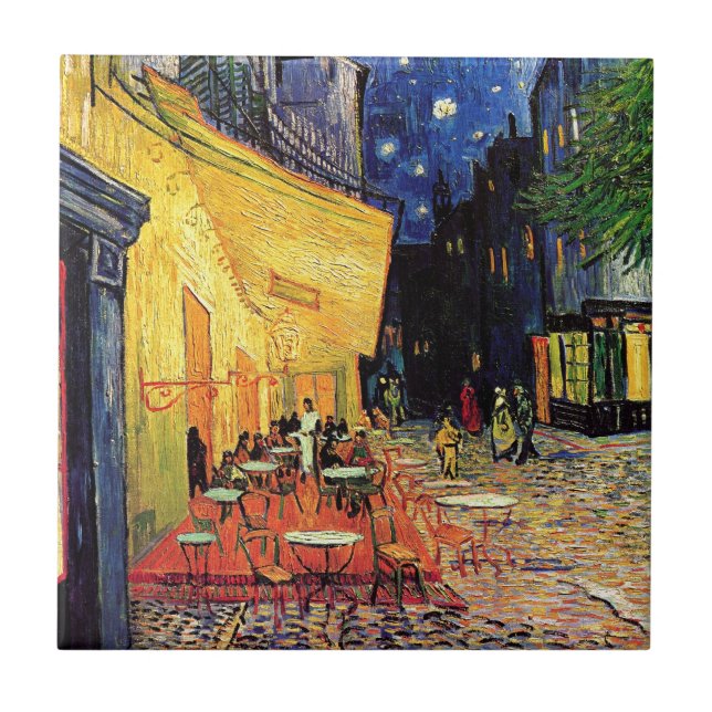 Van- Goghcafé-Terrasse nachts Fliese (Vorderseite)