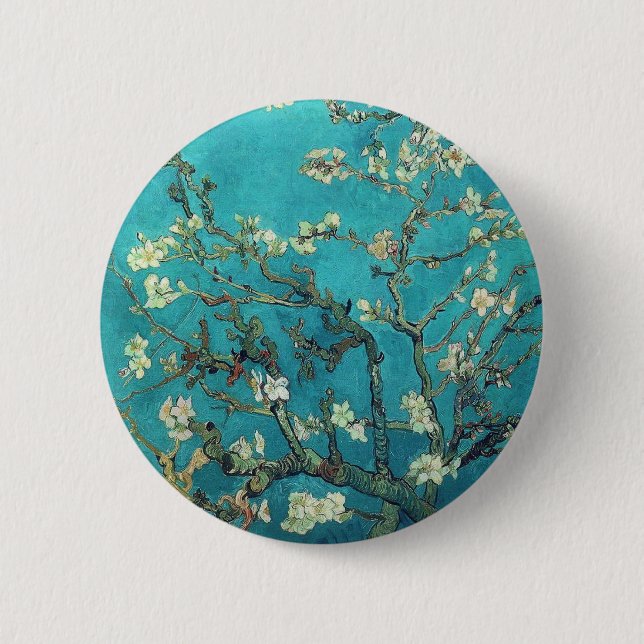 Van- Goghniederlassungen mit Mandel-Blüten-Knopf Button (Vorderseite)