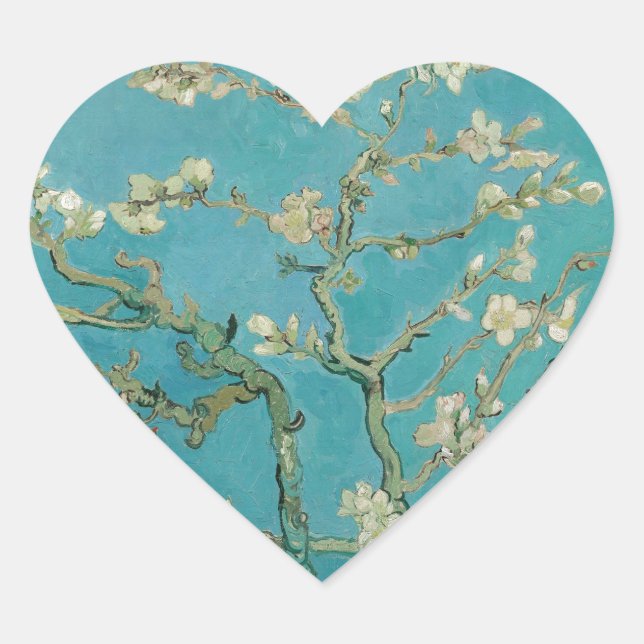 Van Goghs Almond Blossom Herz-Aufkleber (Vorderseite)