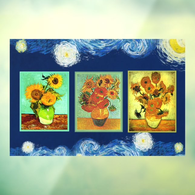 Van Gogh's berühmte Sonnenblumen Fensteraufkleber (Blatt 3)