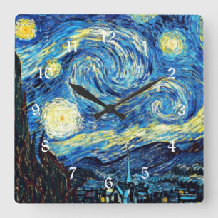 Van Goghs berühmtes Gemälde, Sternennacht, Quadratische Wanduhr