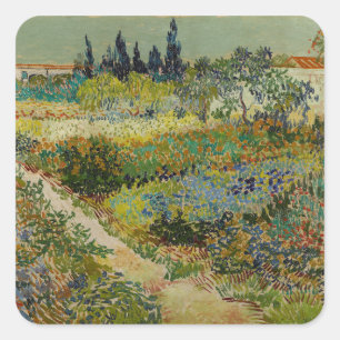 Van Gogh's Classic Painting Garden in Arles Quadratischer Aufkleber