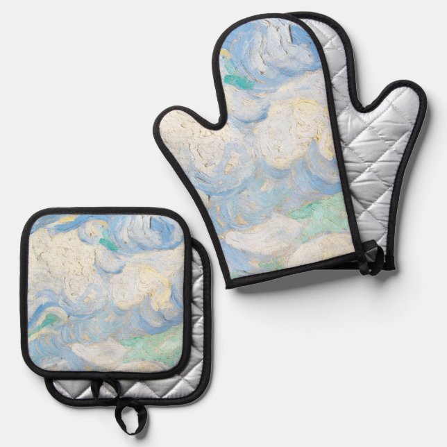 Van Goghs Himmelshintergrund Ofenhandschuh & Topflappen-Set (Vorderseite/Rückseite)