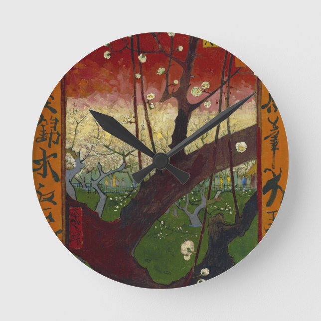 Van Gogh's Japonaiserie nach Hiroshige Runde Wanduhr (Vorderseite)