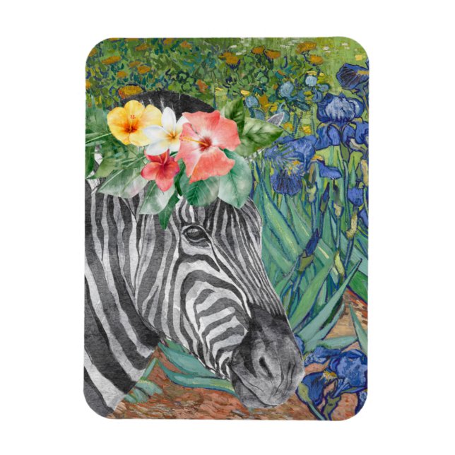 Van Goghs Schwertlilien und Zebra mit fancy Krone Magnet (Vertikal)