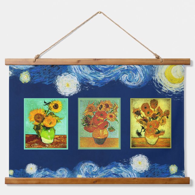 Van Gogh's Sonnenblumenserie Wandteppich Mit Holzrahmen (Vorne)