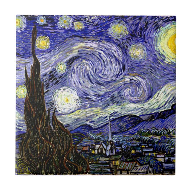 Van Gogh's Starry Night, 1889 Fliese (Vorderseite)
