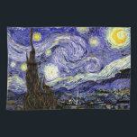 Van Gogh's Starry Night, 1889 Geschirrtuch<br><div class="desc">Das Gemälde, das als Van Gogh's magnum opus gepriesen wird, zeigt den Blick abends außerhalb seines Sanatorium-Zimmers, obwohl es tagsüber aus der Erinnerung gemalt wurde. Das Bild ist öffentlich zugänglich. Kontaktieren Sie Patterns & Paintings & Graphics für spezielle Anfragen. © Copyright 2020 P.D., Muster & Bilder & Grafiken. Alle Rechte...</div>