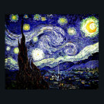 Van Gogh's Starry Night, 1889 Poster<br><div class="desc">Das Gemälde, das als Van Gogh's magnum opus gepriesen wird, zeigt den Blick abends außerhalb seines Sanatorium-Zimmers, obwohl es tagsüber aus der Erinnerung gemalt wurde. Das Bild ist öffentlich zugänglich. Kontaktieren Sie Patterns & Paintings & Graphics für spezielle Anfragen. © Copyright 2020 P.D., Muster & Bilder & Grafiken. Alle Rechte...</div>