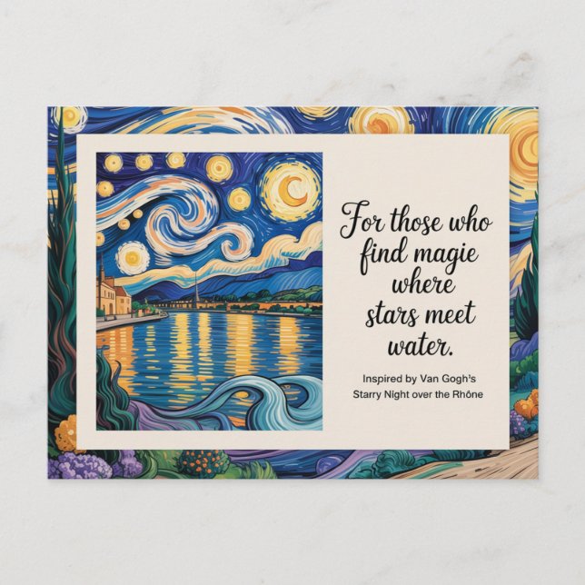 Van Gogh's Starry Night Over the Rhone Inspiriert Postkarte (Vorderseite)