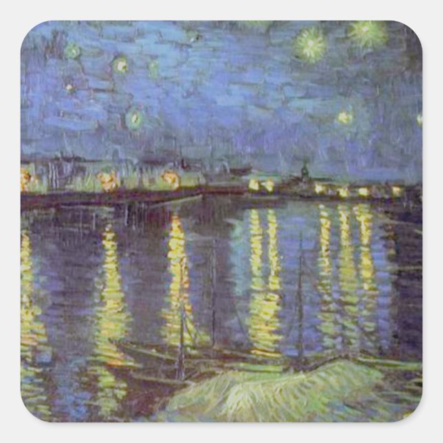Van Gogh's Starry Night Painting Quadratischer Aufkleber (Vorderseite)