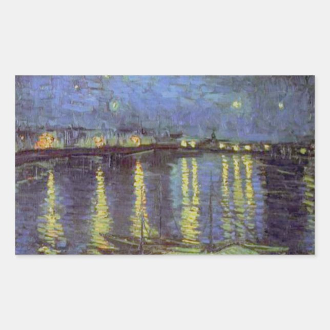 Van Gogh's Starry Night Painting Rechteckiger Aufkleber (Vorderseite)