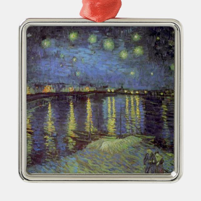 Van Gogh's Starry Night Painting Silbernes Ornament (Vorne)