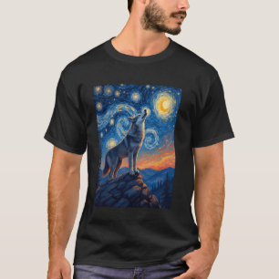 Van Goghs Sternennacht Grauer Wolf Timberwolf Anim T-Shirt