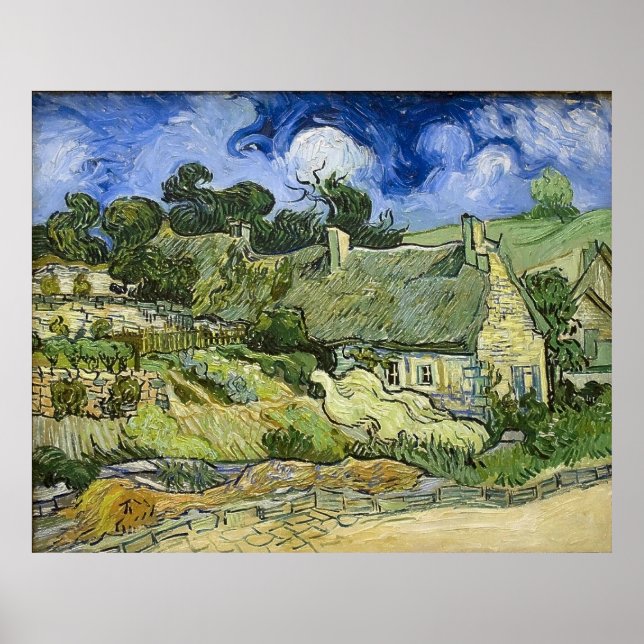 Van Gogh's Thatched Hütten in Cordeville (1890) Poster (Vorne)