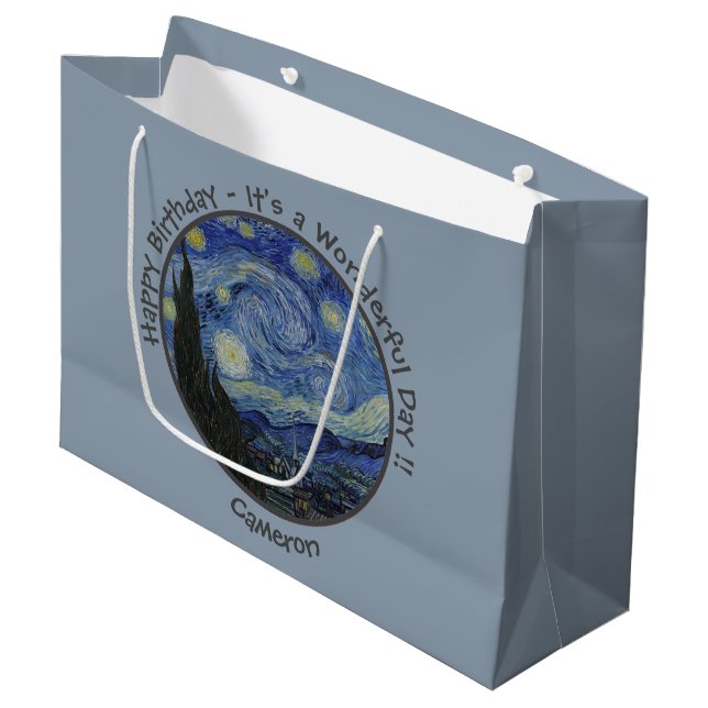 van Gogh's The Starry Night Party Items Collection Große Geschenktüte (Vorderseite Schrägansicht)