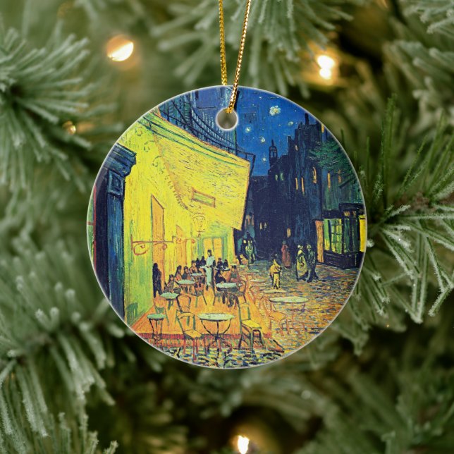 Van Gogh's Timeless Charm - Café Terrasse bei Nach Keramik Ornament (Baum)