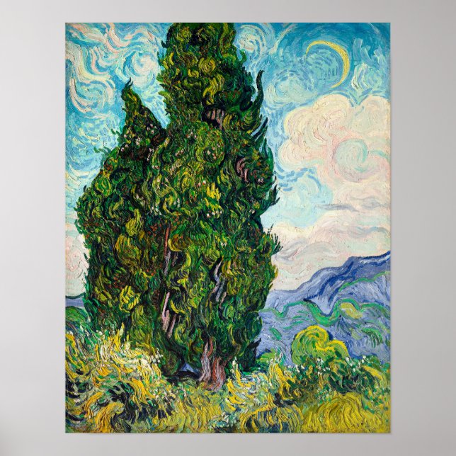 Van Gogh's Zypressen Poster (Vorne)