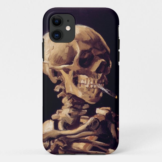 Van- Goghschädel mit brennender Zigarette Case-Mate iPhone Hülle (Rückseite)