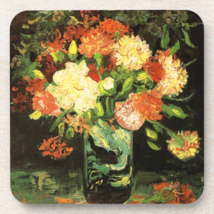 Van- Goghvase mit Gartennelken-Untersetzer Getränkeuntersetzer
