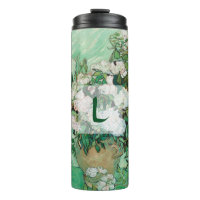 Van- Goghvase mit rosa Rosen-Blumenkunst-Monogramm
