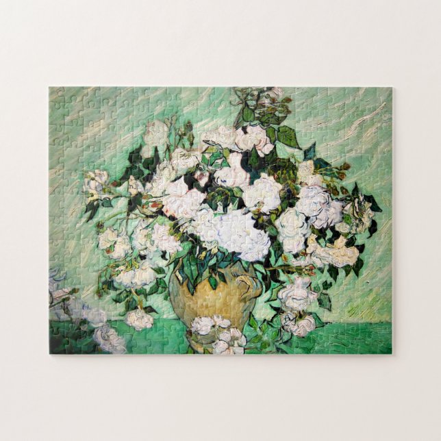Van- Goghvase mit rosa Rosen-Puzzlespiel (Horizontal)