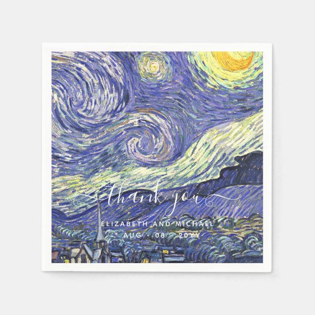 Van Gough Starry Night Vielen Dank für Ihre Hochze Serviette (Vorderseite)