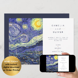 Van Gough Starry Night Wedding Einladung QR Code U