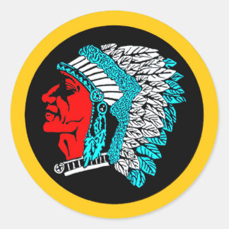 Van Heutsz Indian Head sticker, klassiek model Runder Aufkleber