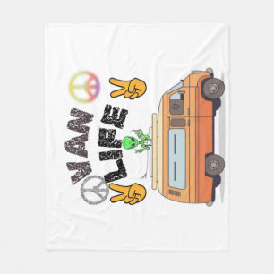 Van Life Außerirdischer Friedenszeichen lustige Ca Fleecedecke