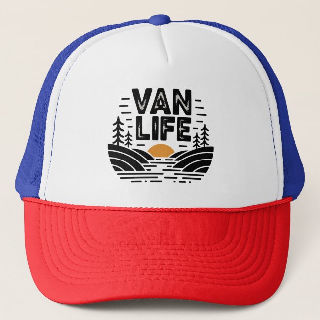 Van Life Retro Sunset Outdoor Nature Sunset Cap Truckerkappe (Vorderseite)
