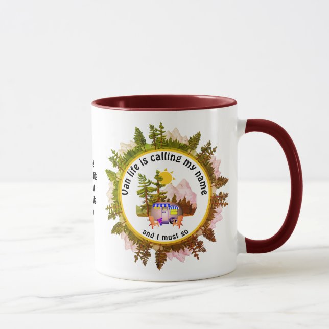 VAN LIFE RUFT MEIN NAMEN Custom CARAVAN Camping AU Tasse (Rechts)