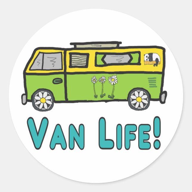 Van Life Runder Aufkleber (Vorderseite)