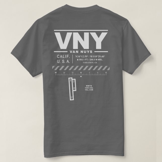 Van Nuys Airport VNY T - Shirt (Design Rückseite)